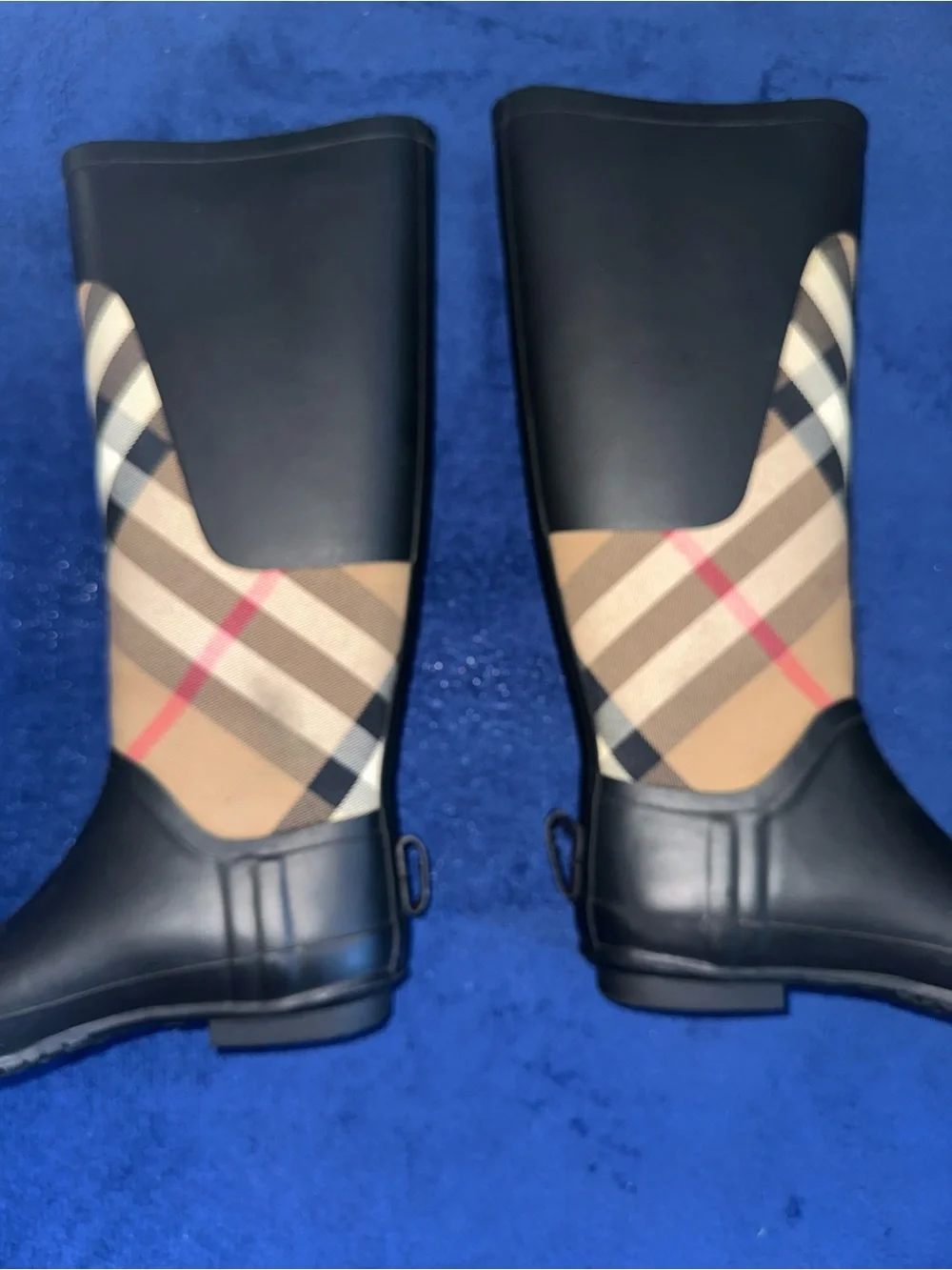 Womens Burberry House Check Rain Clemence Boots 36 Classic Plaid Black Rubber